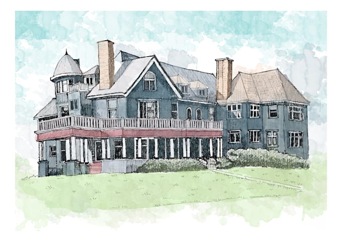 draw detailed architectural sketches with hatching style