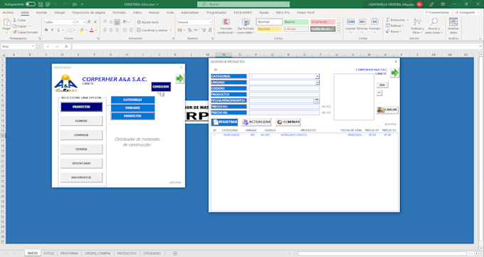 contrucción cualquier plantilla de excel