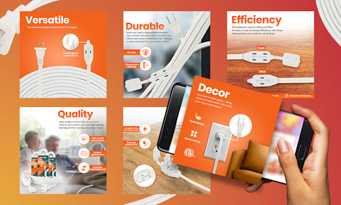 design premium amazon listing images, amazon product infographics