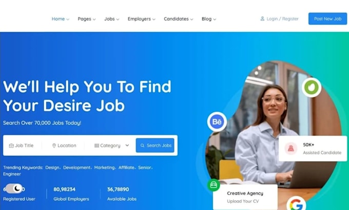 design job portal or job board website in wordpress