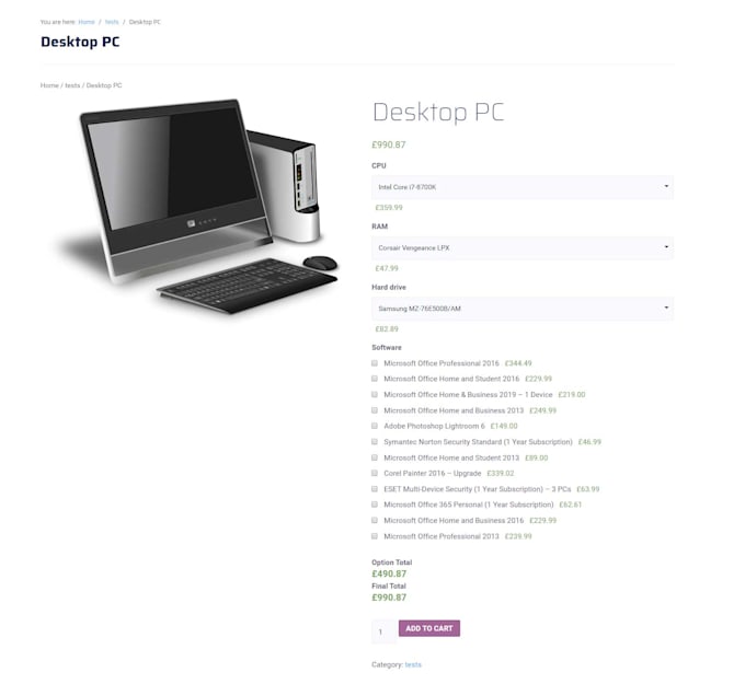 customize extra product options for woocommerce