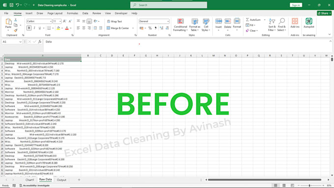 do excel data cleaning and formatting, split