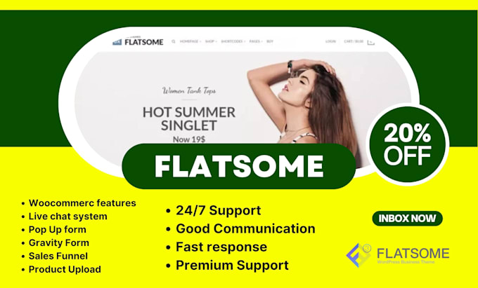 customize design wordpress woo commerce website by flatsome theme only 2days