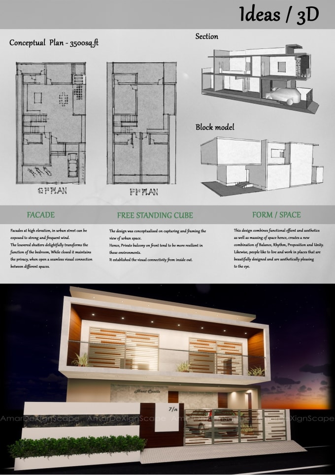 Do architectural drawings and 3d elevations and interior designs by ...