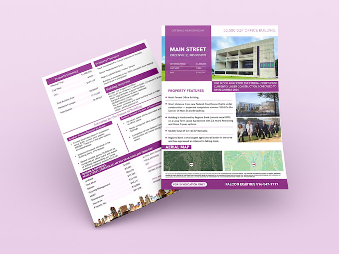 Design luxury commercial real estate offering memorandum flyer by