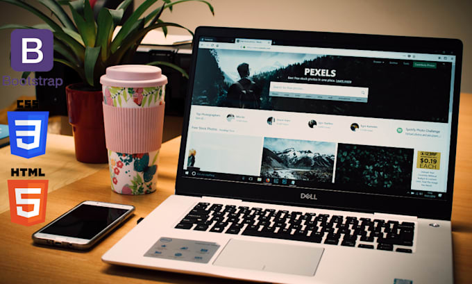 design a responsive website with HTML, CSS, bootstrap