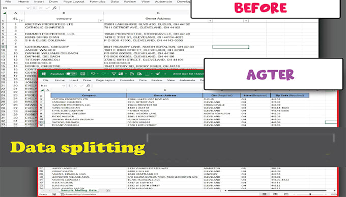 Clean, split, merge or format excel data by Aadikhan7012 | Fiverr