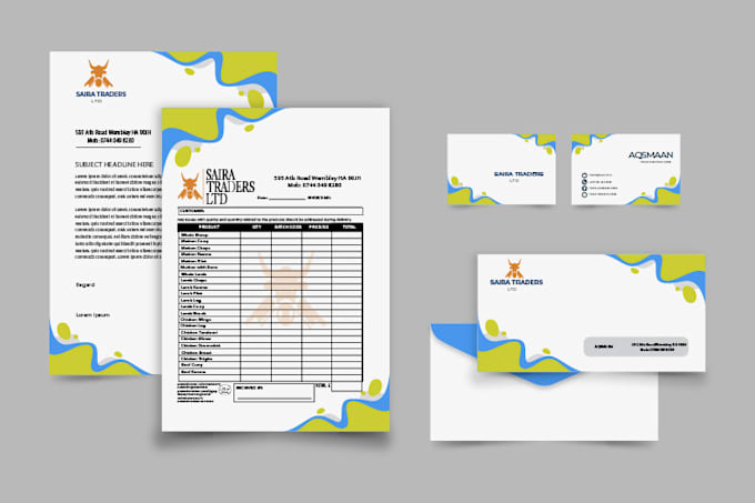 provide professional letterhead, price list, rate list, or invoice design