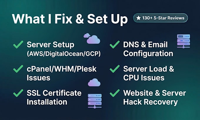 setup and fix cpanel, AWS, and digitalocean server issues