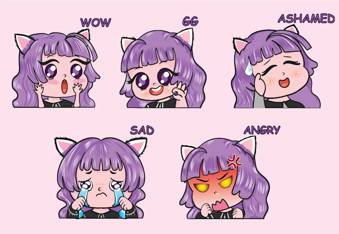 Draw cute chibi custom twitch emotes and animation stuff by ...