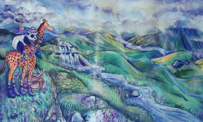 make a watercolor drawing on any topic