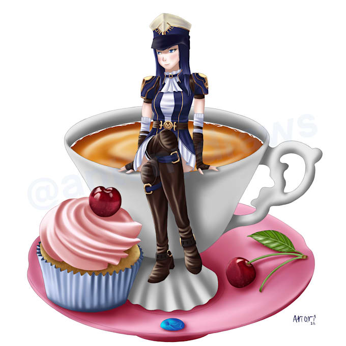 draw anime characters in a teacups