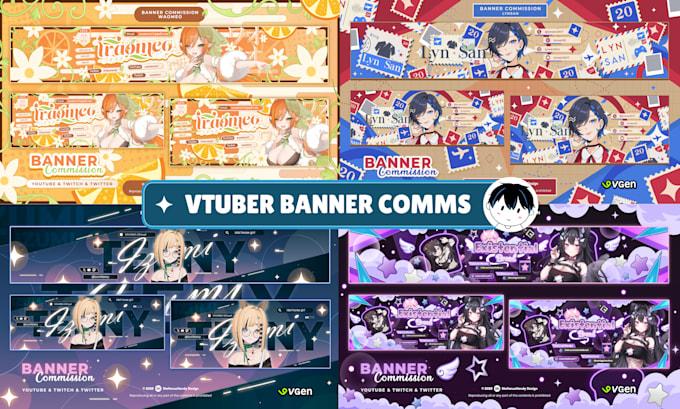 design cute elegant futuristic vtuber banner