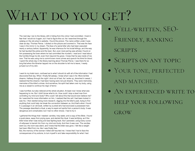 write compelling youtube scripts, stories, and content