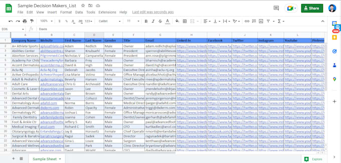 b2b lead generation, contact list building, and web research