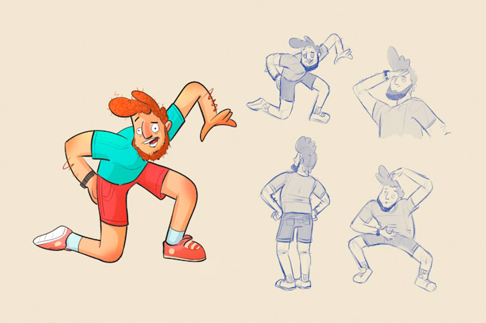 create a model sheet of your character in cartoon style