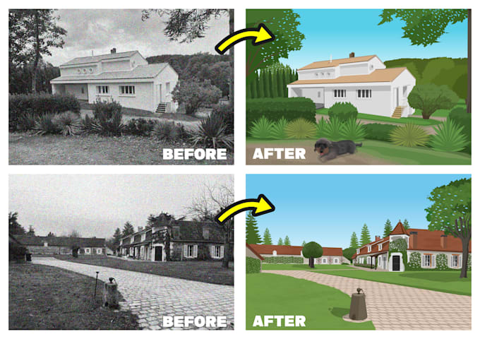 draw your old building or house photo into a stunning vector cartoon