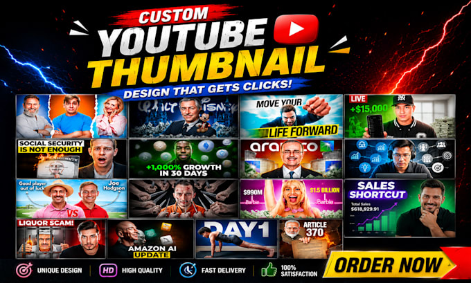 design eye catchy youtube thumbnail