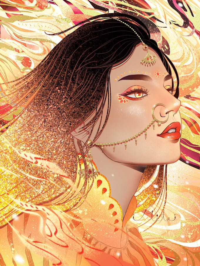 Draw premium bust semirealistic character illustration by Parrmita Fiverr