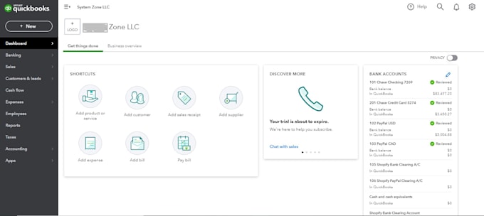 do ecommerce, amazon, shopify, paypal bookkeeping using quickbooks, xero, wave