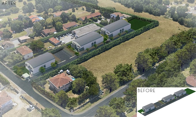 render architecture plan elevation section or perspective in photoshop