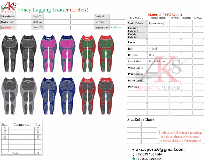 create a technical flat sketch and tech pack for sportswear and activewear
