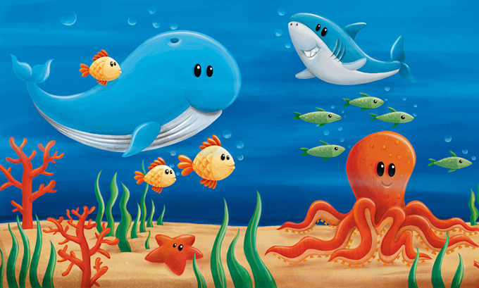 create fun and playful children book illustrations
