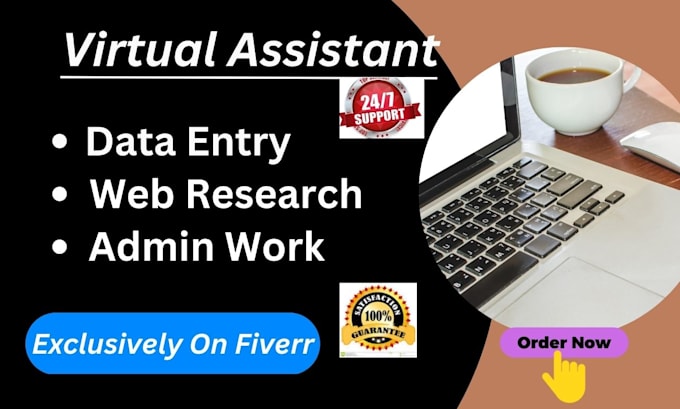 be your VA for data entry web research administration lead generation
