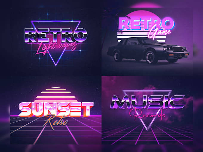 create 80s logo with vintage touch shining chrome effects