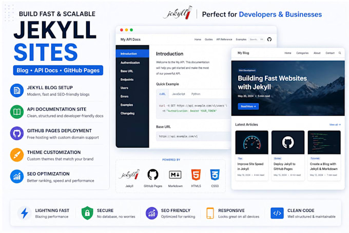 build jekyll website, api documentation, blog or github pages site