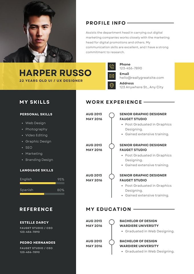 make and write a professional resume for you to get your dream job