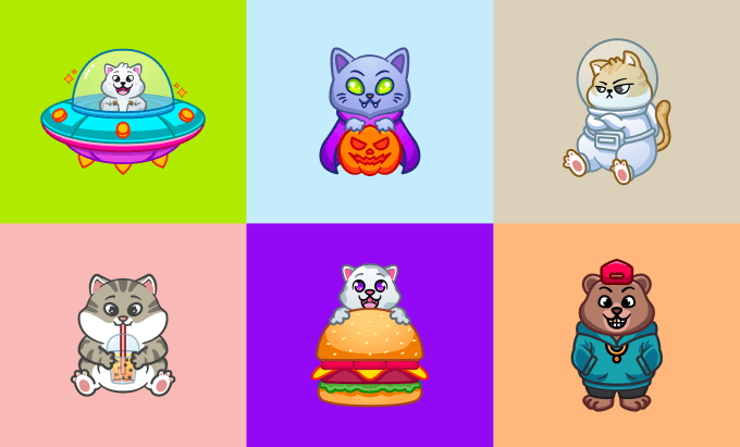 draw custom cute kawaii sticker designs, cartoon character or emoticons