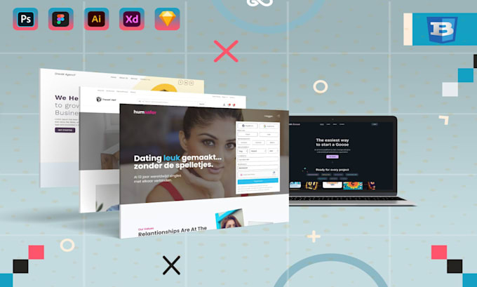 convert PSD, figma to HTML bootstrap responsive design