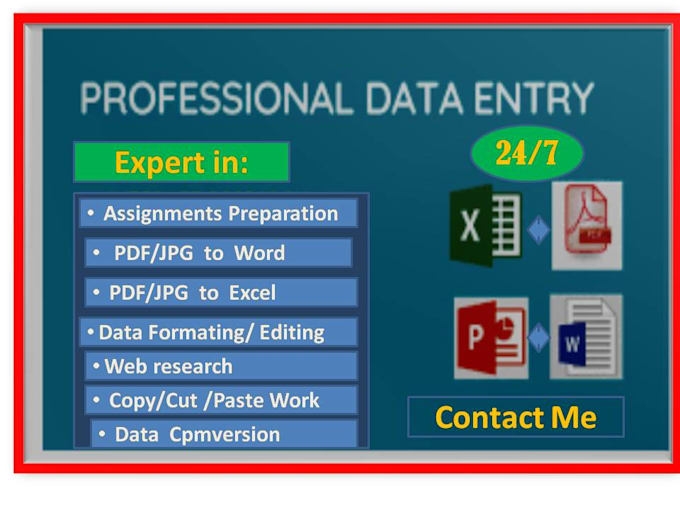 Fastest data entry,ms office work, retyping and much more by Talib114