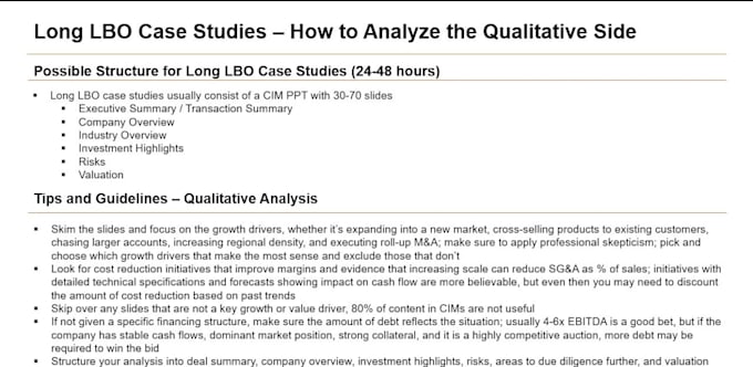 help you succeed in your private equity or investment banking interview