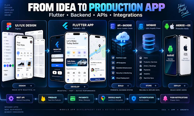 develop a flutter mobile app for android and ios