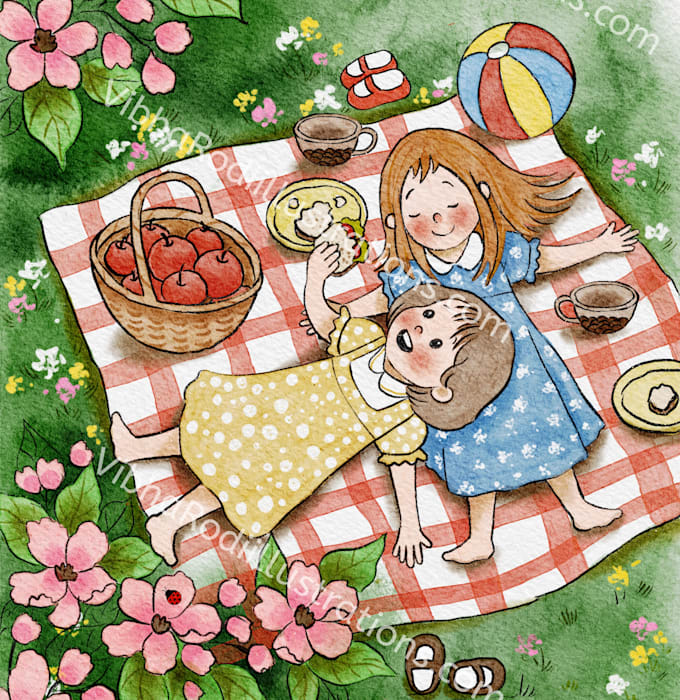 draw cute watercolor children book illustration