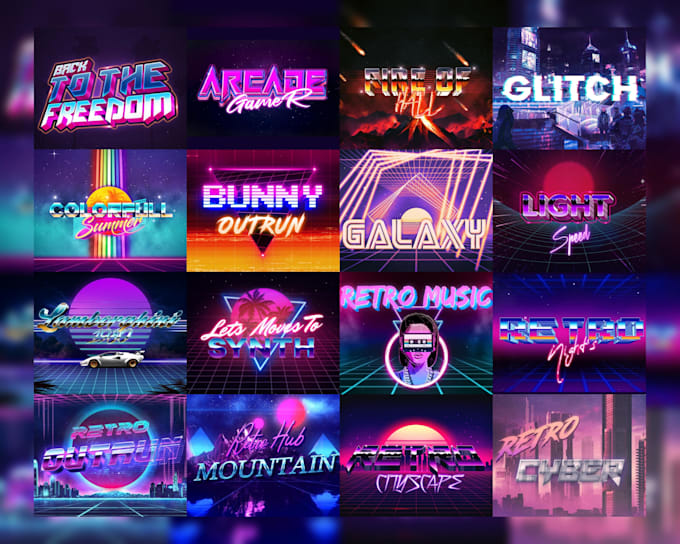 do 80s retro design unique logo with metallic chrome effects
