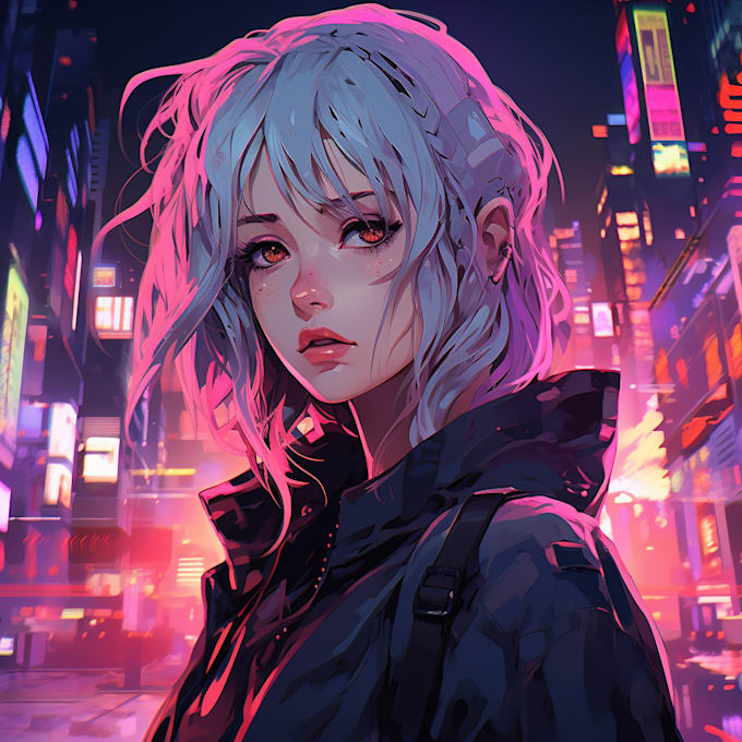 make cyberpunk anime style illustration for you