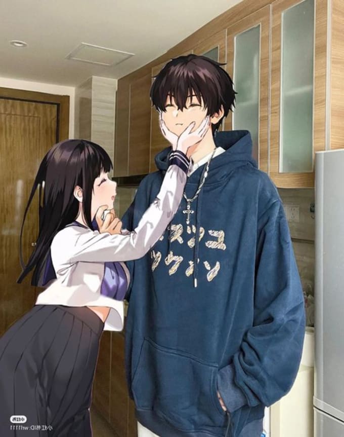 Draw anime couple illustration, nsfw, fanart, vtube models by