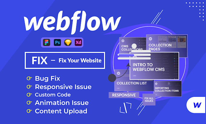 fix webflow responsive issues, layout issues, bugs, and styling issues