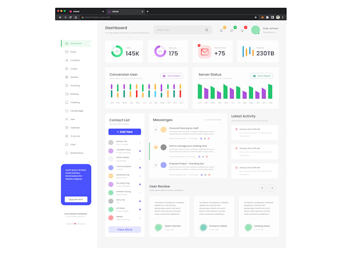 Design stunning dashboard ui and ux by Ashrafma1 | Fiverr