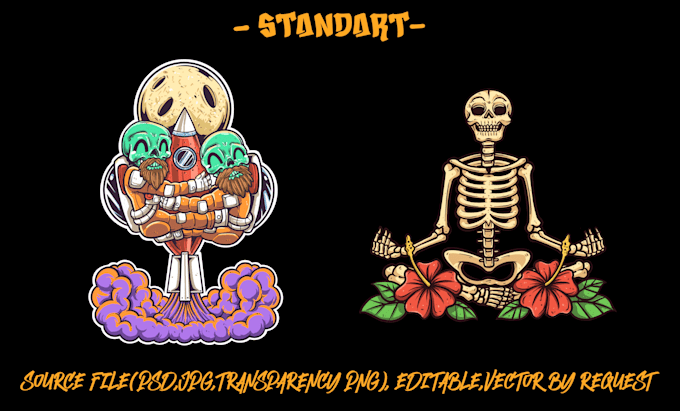 create custom skull illustration for t shirt streetwear