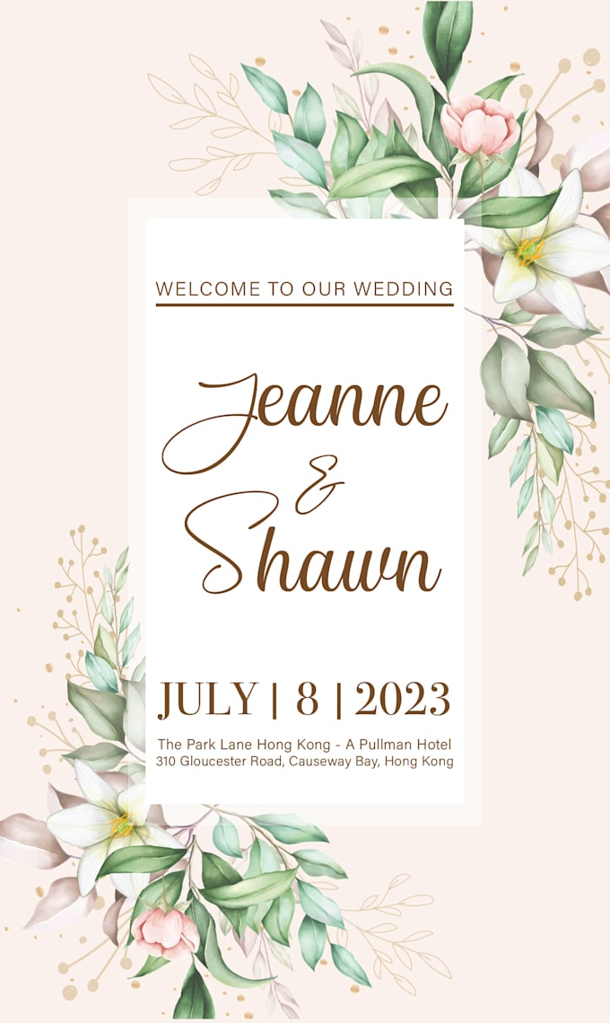 design korean floral style wedding invitation card for you