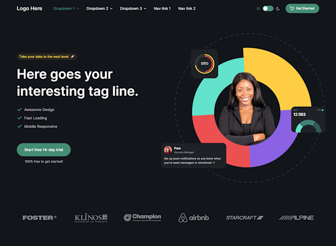 create a lightning fast responsive frontend with HTML CSS js