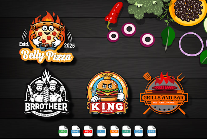 make a fast food truck, bakery, cafe, pizza, burger, bbq, restaurant logo