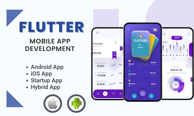 develop a responsive flutter app for android and ios