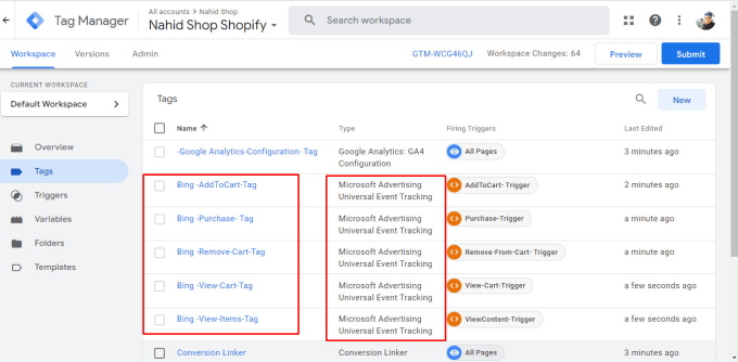 set up microsoft bing ads uet tag and conversion goal tracking via GTM