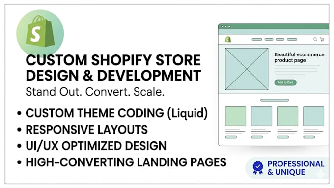develop shopify stores, custom stores, and store management