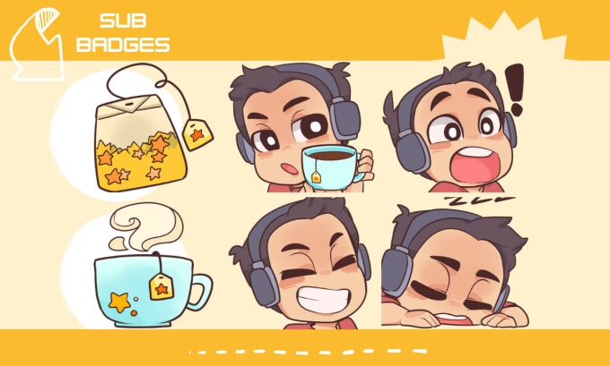 draw you cute custom twitch emotes and sub badges